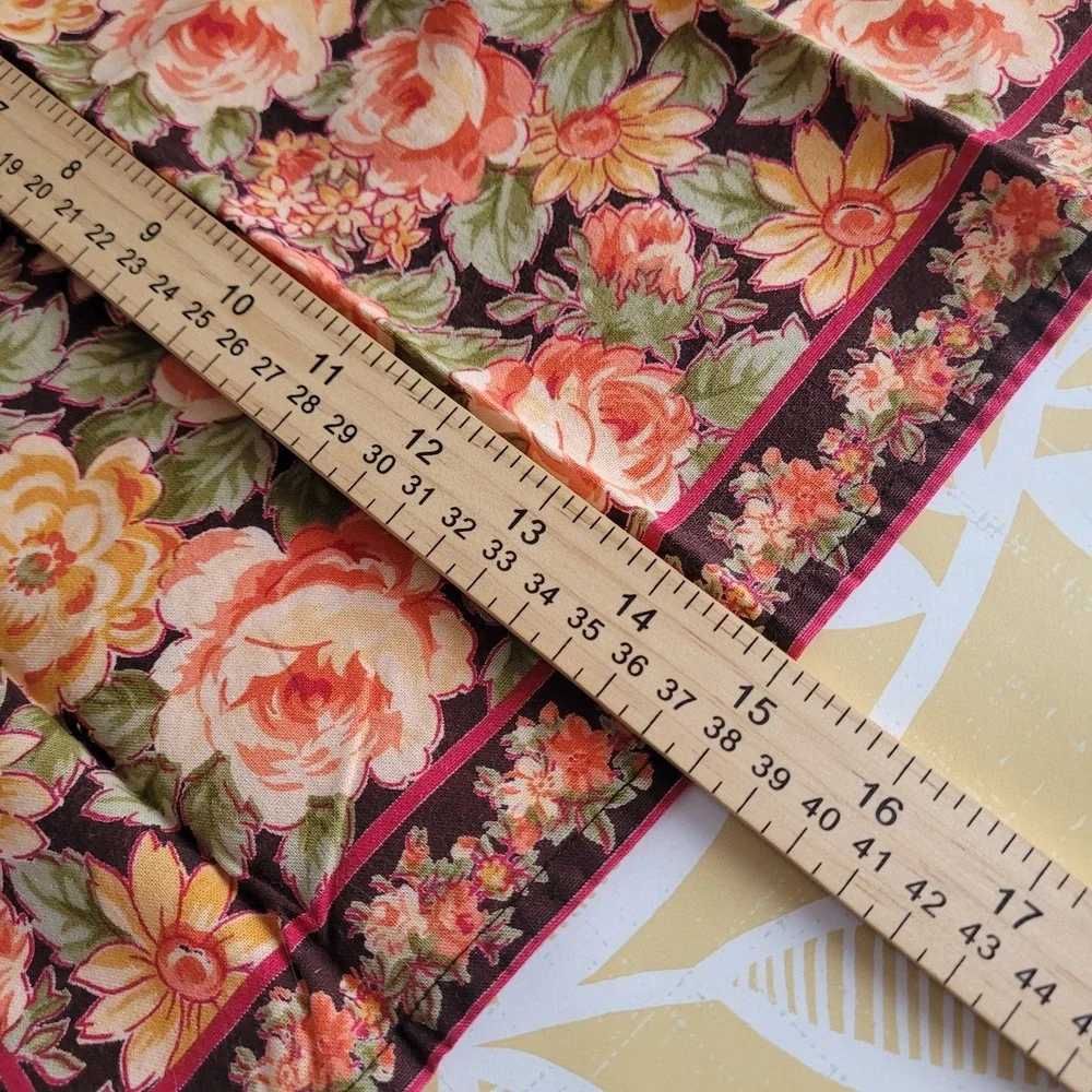 April Cornell Cloth Napkins Set Of 4 Black Border Pink Rose Yellow Daisy 15x15